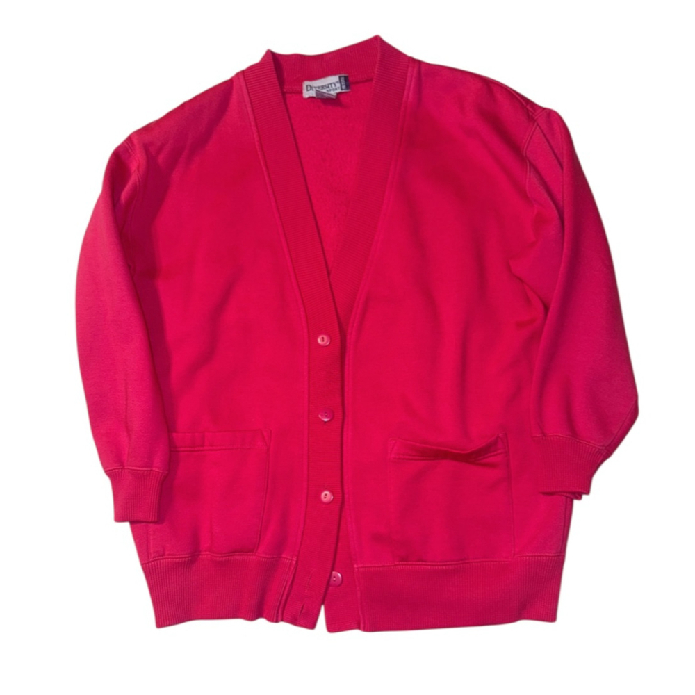 Vintage Diversity Sport Hot Pink Cardigan Sweatshirt Material Petite Medium